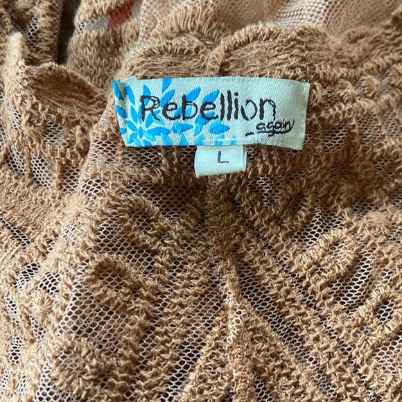 Rebellion Again Embroidered Mesh Duster Kimono - Picture 11 of 13